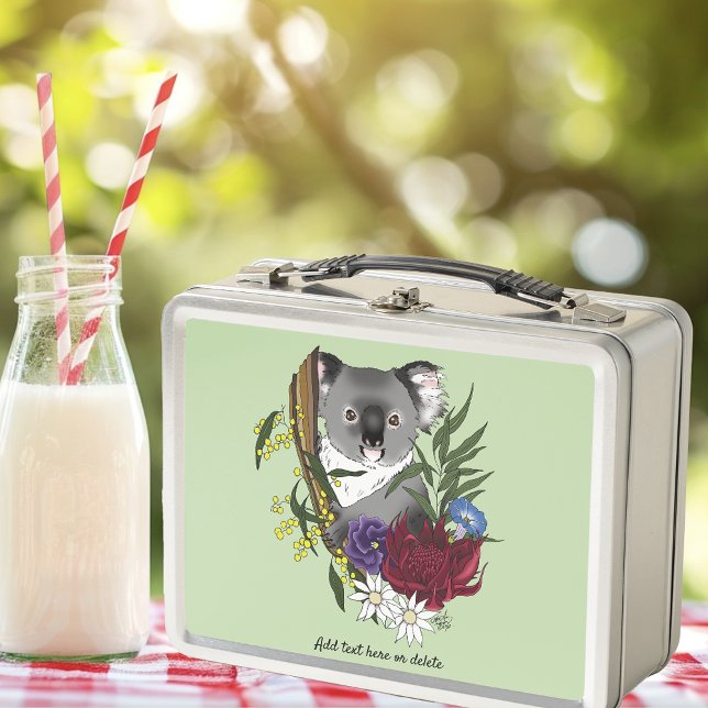 Lunch Box Nounours Koala Mignon Vert Flore Faune Australienn (Créateur téléchargé)