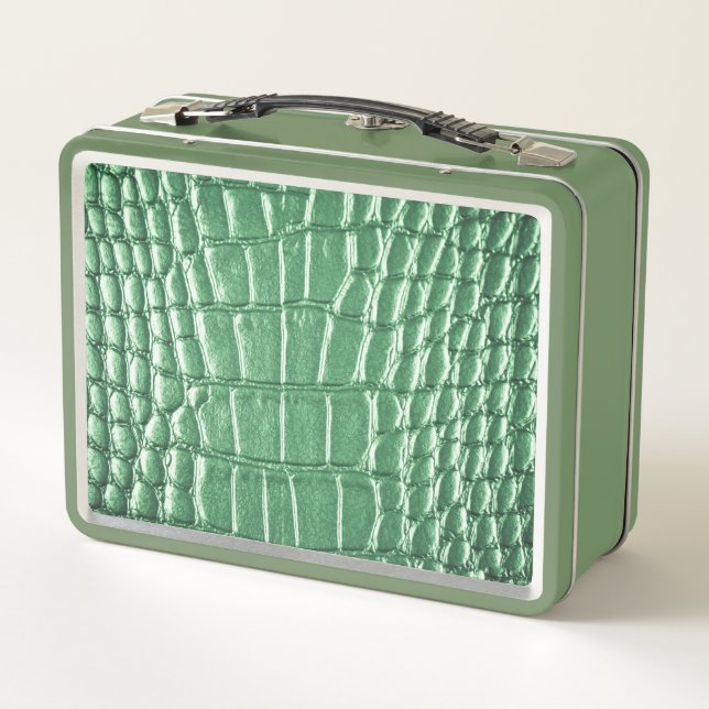 Lunch Box Nouveau ! Cuir synthétique vert (Dos)
