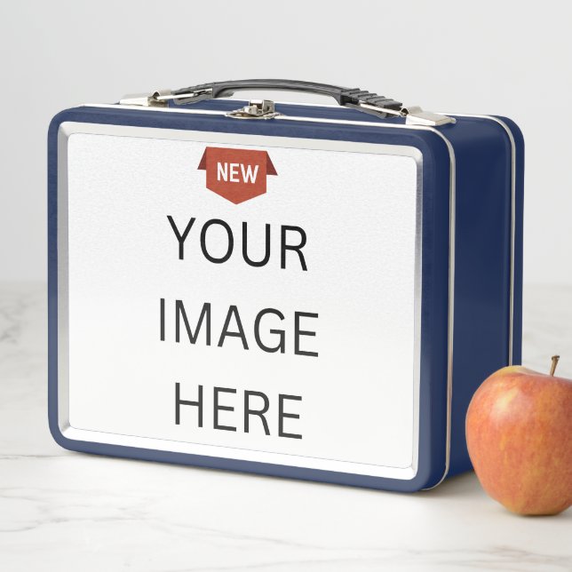 Lunch Box NOUVEAUTÉ ! Boîtier en métal - Bleu - Personnalisé (En situation)