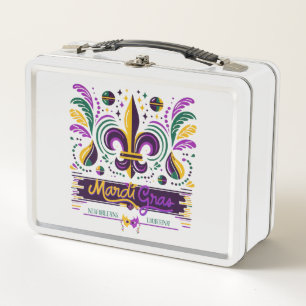 Lunch Box Nouvelle-Orléans Mardi Gras jaune violet vert