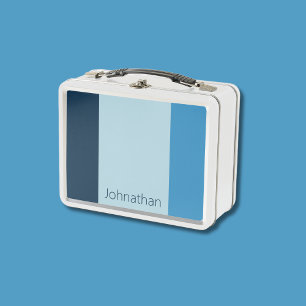 Lunch Box Nuances simples de Bleu Vertical Stripes Nom