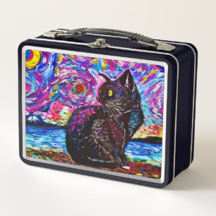Lunch Box Nuit étoilée Chat Kitty noir