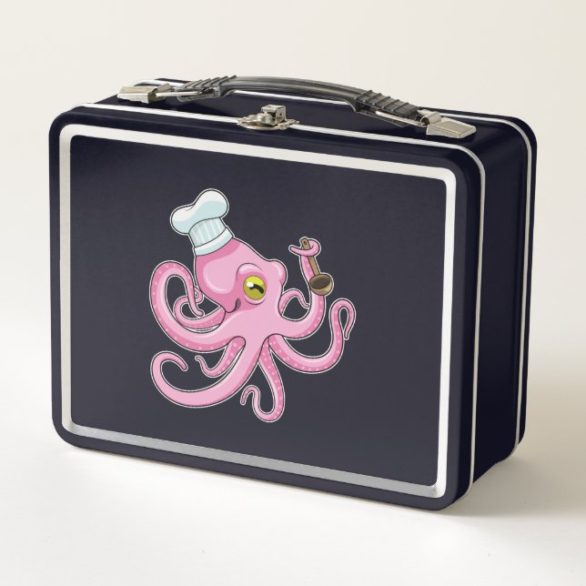 Lunch Box Octopus comme cuire avec cuillère en bois (Devant)