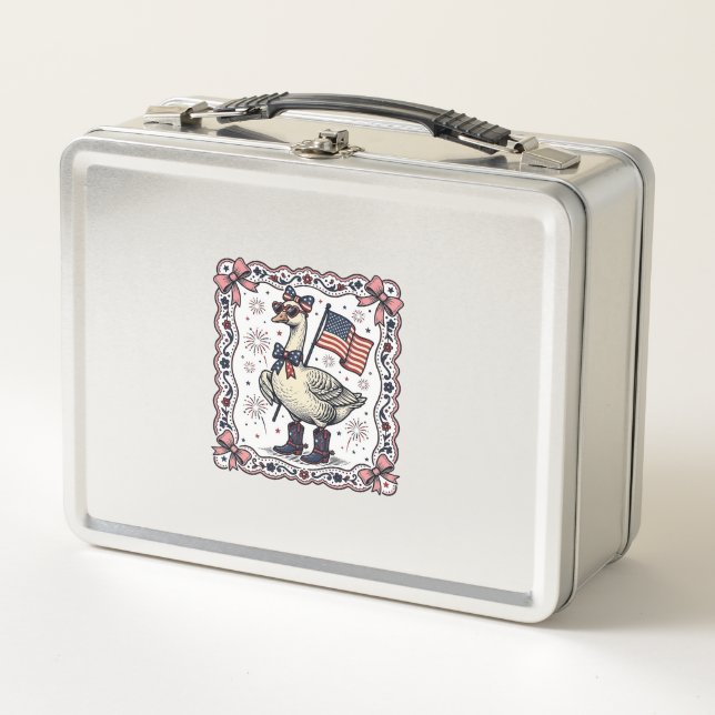 Lunch Box Oie patriotique gravure vintage (Devant)