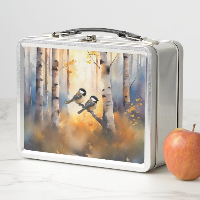 Lunch Box Oiseaux chanteurs mésanges dans une forêt automnal (En situation)
