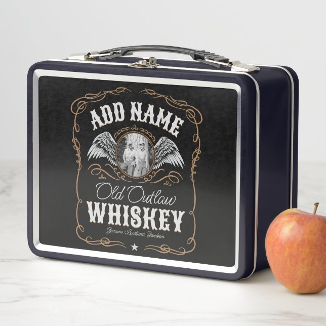Lunch Box Old Moonshine Whiskey Étiquette AJOUTER PHOTO Nom  (En situation)