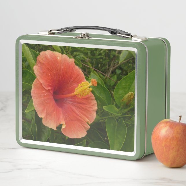 Lunch Box Orange Hibiscus Flower Tropical Floral (En situation)