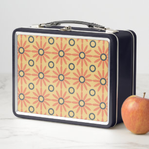 Lunch Box Orange rétro et noir mou Abstrait motif floral
