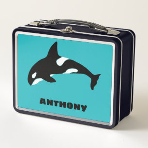 Lunch Box Orcas Tueur Baleines Turquoise Bleu Personnalisé