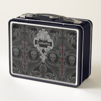 Lunch Box Ornement Goth Grey avec crâne personnalisé