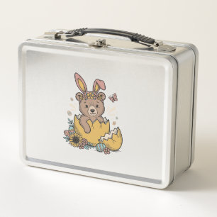Lunch Box Ours de Pâques mignon dans un œuf cassé Vecteur vi