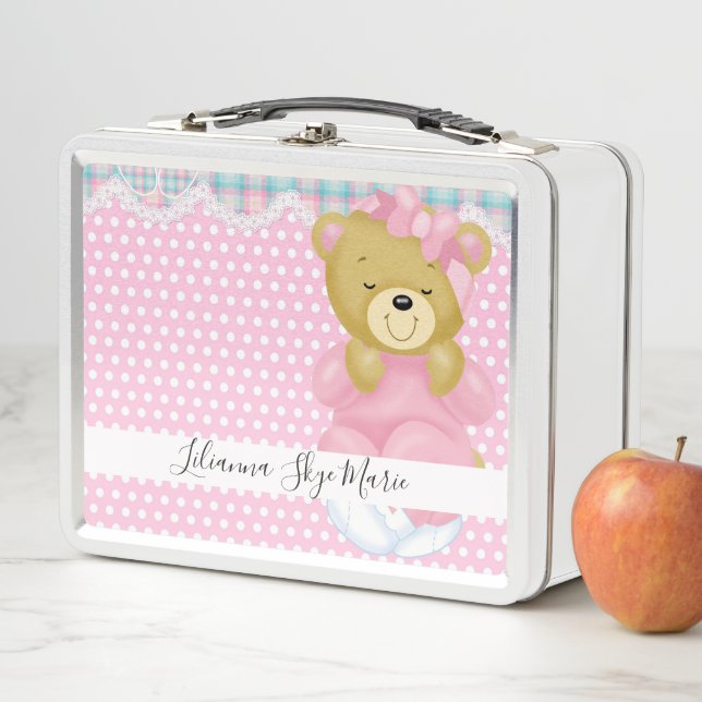 Lunch Box Ours en peluche et pois (En situation)