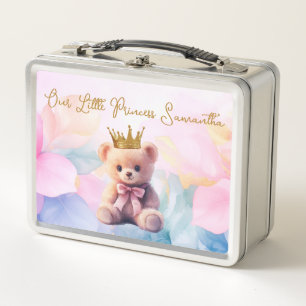 Lunch Box Ours en peluche personnalisé Pink Ruban Couronne o