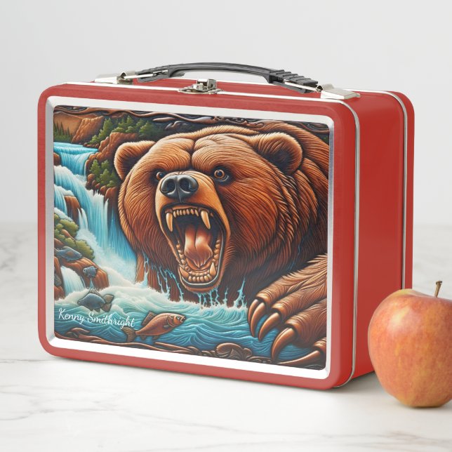 Lunch Box Ours féroce pêchant dans des eaux sauvages (En situation)