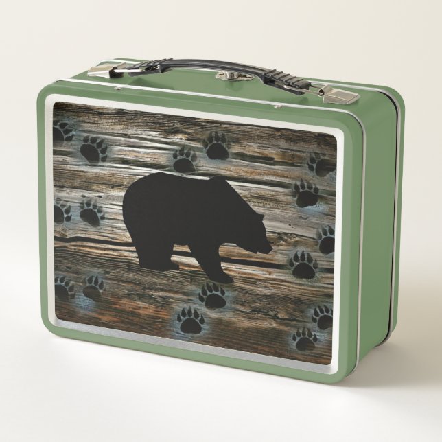 Lunch Box Ours Noir Ours Noir Pâtes Bois Rustique (Dos)