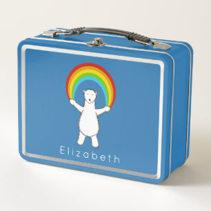 Lunch Box Ours polaire et arc-en-ciel personnalisés