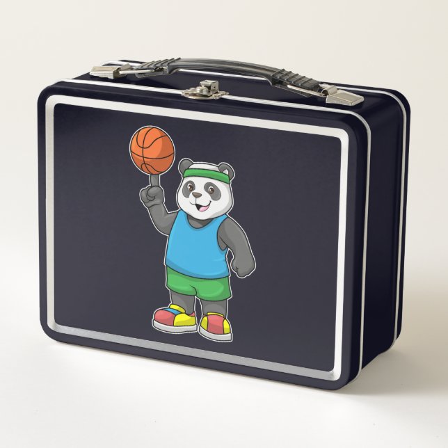 Lunch Box Panda au sport avec ballon de basket (Devant)