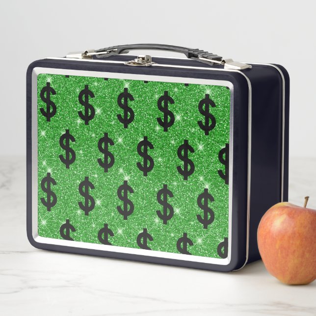 Lunch Box Panneau Dollar Noir Argent Entrepreneur Wall Stree (En situation)