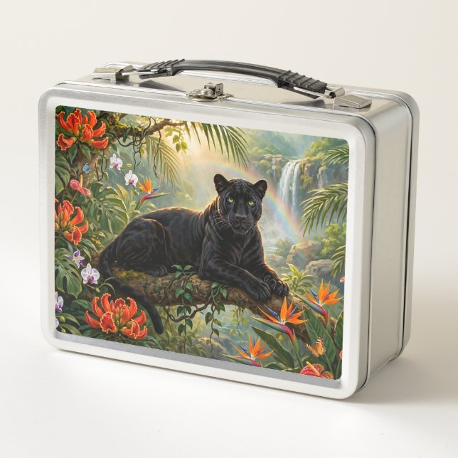 Lunch Box Panthère noire Kenya Fleurs de jungle Cascade (Devant)