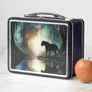 Lunch Box Panthère noire réfléchie dans un bassin d'eau dans