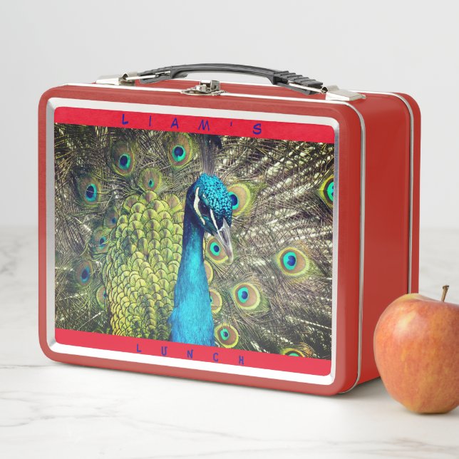 Lunch Box Paon animal (Personnaliser le nom) (En situation)