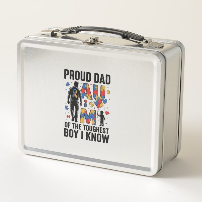 Lunch Box Papa fier Autisme Garçon le plus dur Design vector (Devant)