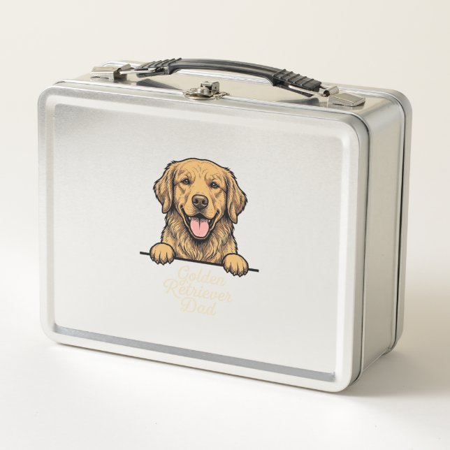 Lunch Box Papa Golden Retriever Gravure Vintage (Devant)
