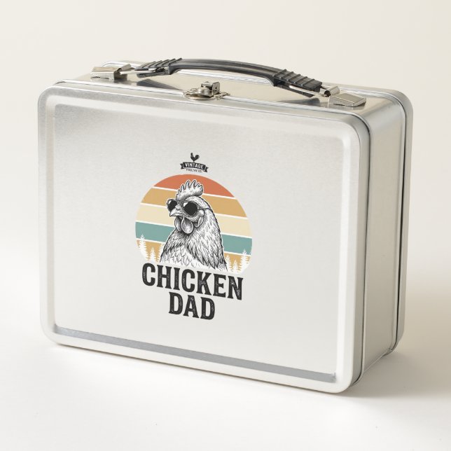 Lunch Box Papa Poule Vintage Sunset Drôle Amateur de Poule S (Devant)