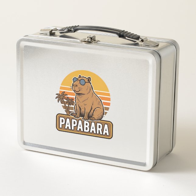 Lunch Box PAPABARA Conception Vectorielle Papa Capybara Rétr (Devant)