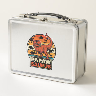 Lunch Box Papawsaurus Rétro Dinosaure Coucher de Soleil Desi