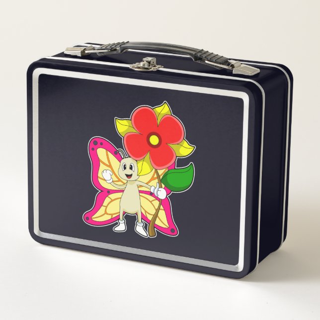 Lunch Box Papillon avec fleur (Devant)