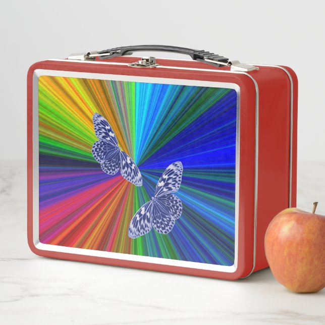 Lunch Box Papillons aux couleurs arc-en-ciel (En situation)