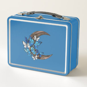 Lunch Box Papillons bleus sur croissant en bois