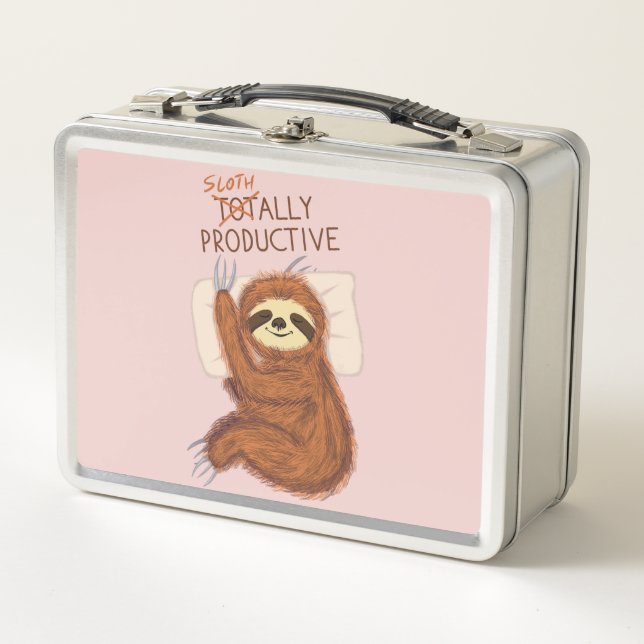 Lunch Box Paresseux mignon endormi avec oreiller et texte dr (Devant)