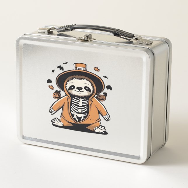 Lunch Box Paresseux squelette effrayant demande des friandis (Devant)