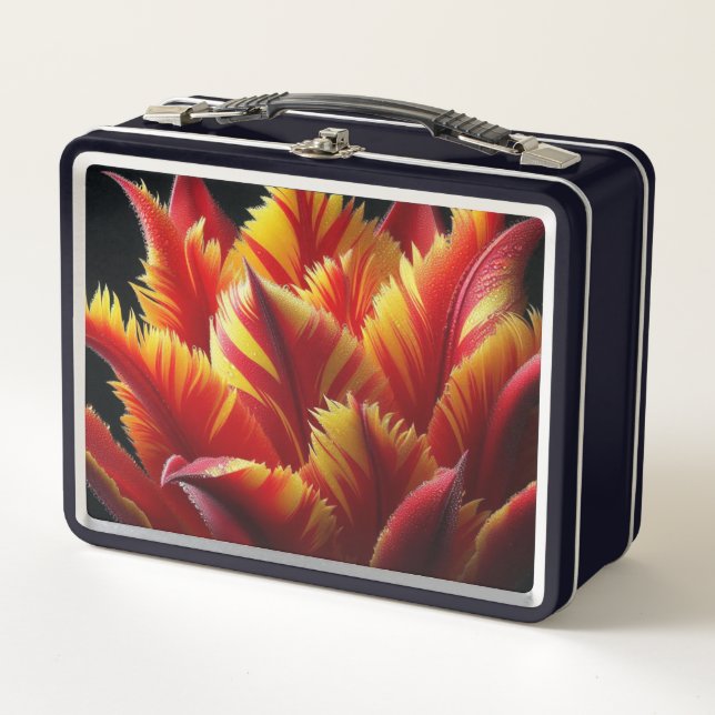 Lunch Box Parrot Tulip Floral Rouge et Jaune (Devant)