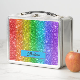 Lunch Box Parties scintillant colorée moderne Rainbow Name
