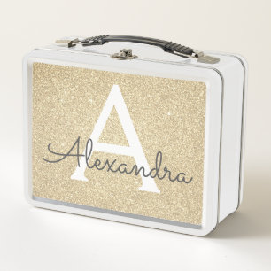 Lunch Box Parties scintillant Or de luxe et Monogramme étinc