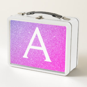 Lunch Box Parties scintillant rose et violet et monogramme é