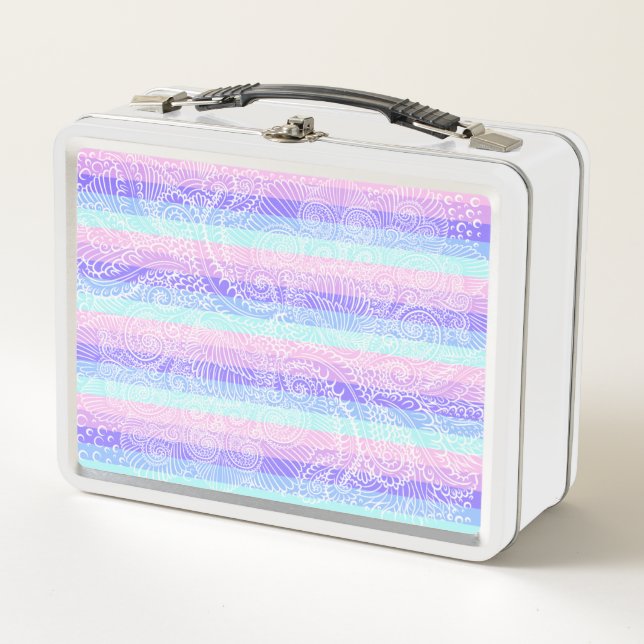 Lunch Box Pastel Candy | Motif d'Imaginaire doux rayé (Devant)