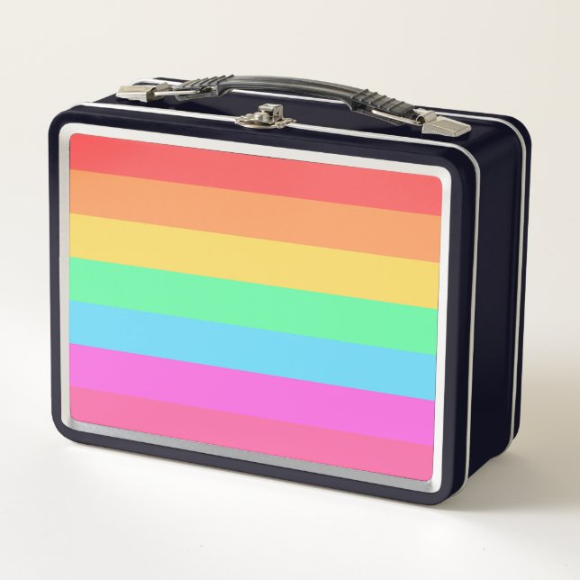 Lunch Box Pastel Rainbow Color Strips Design (Devant)