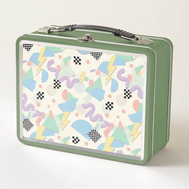 Lunch Box Pastel Retro Memphis Pattern Swirls (Devant)