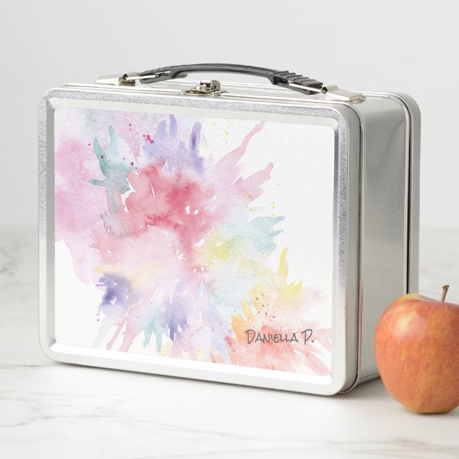 Lunch Box Pastel Watercolor Art Attack Kids Nom Signature (En situation)