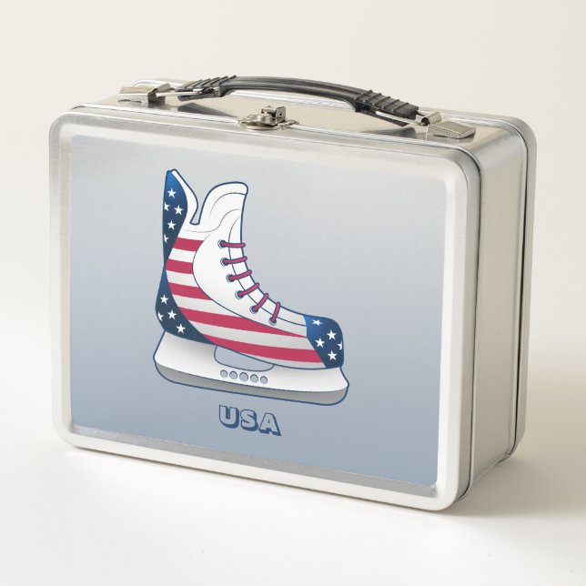 Lunch Box Patins à glace avec étoiles et bandes (Devant)