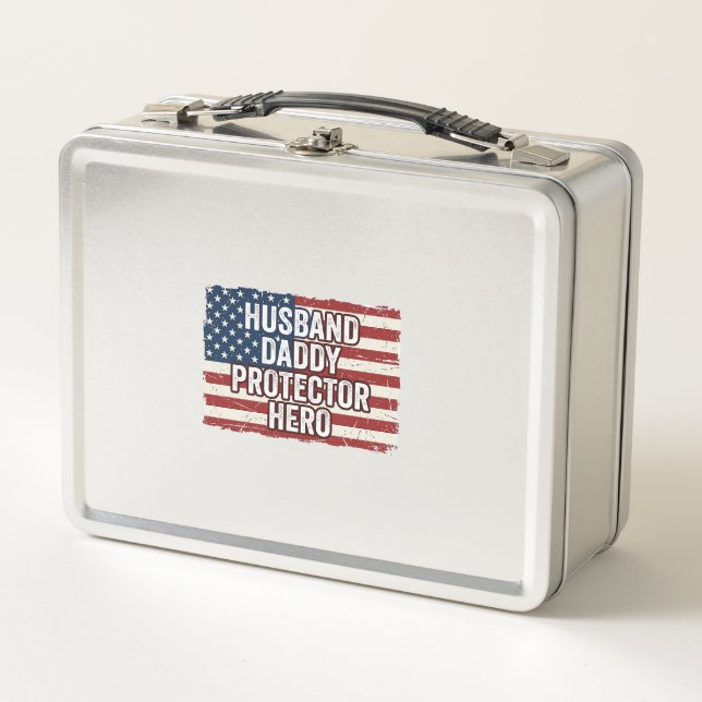 Lunch Box Patriotic Husband Daddy Protector Hero Flag Shirt  (Devant)