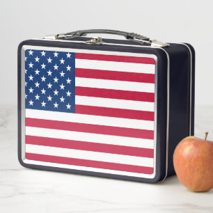 LUNCH BOX PATRIOTIQUE AMÉRICAIN DRAPEAU RETRO MÉTAL LUNCHB