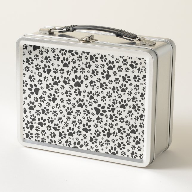 Lunch Box Pattes de chien noir et blanc à pois  (Devant)
