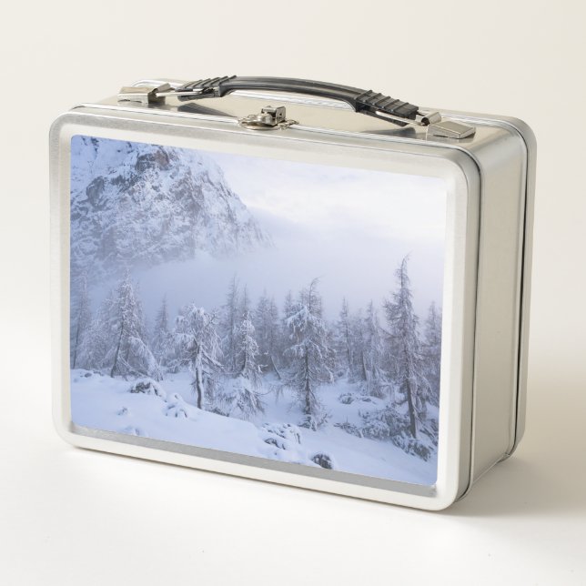 Lunch Box Pays merveilleux d'hiver, brouillard, forêt d'épin (Devant)