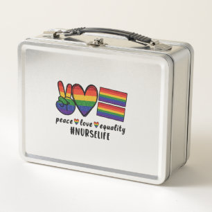 Lunch Box Peace Love Equality Nurse LGBT