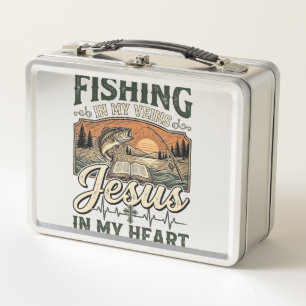 Lunch Box Pêche dans mes veines Jésus dans mon cœur Vintage